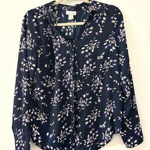 Floral Navy and Purple Women's Top